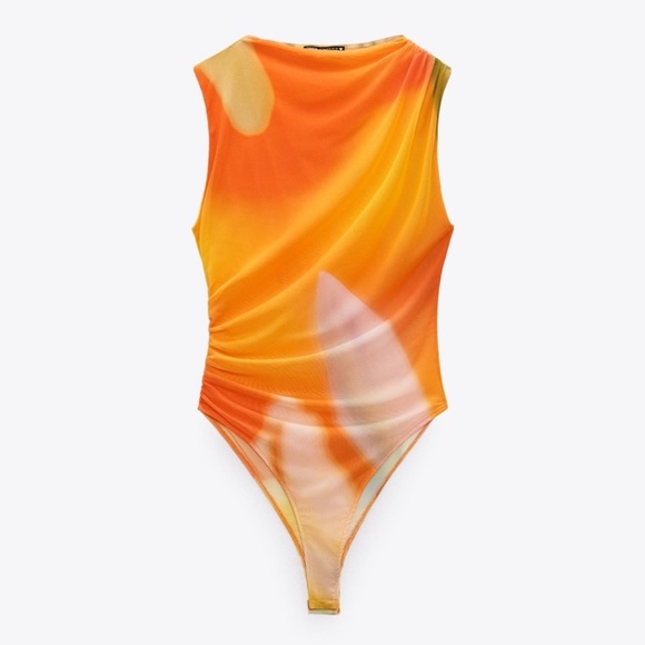 Zara Draped Tulle Bodysuit - Picture 3 of 7